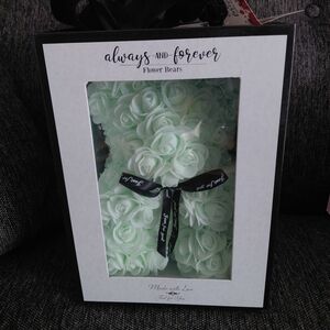 Mint Floral Foam Bear - Faux Rose Home Accent